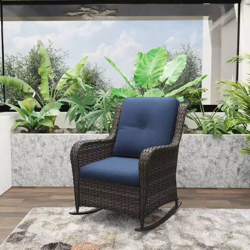 UPTIOT Patio Wicker Rocking Chair with Cushions