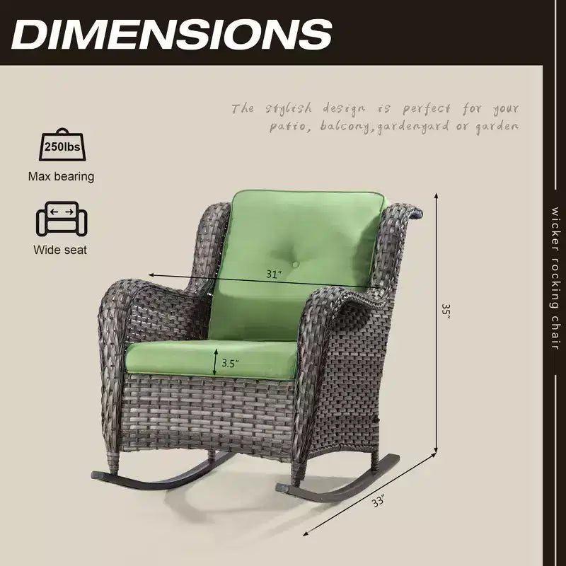 UPTIOT Patio Wicker Rocking Chair with Cushions