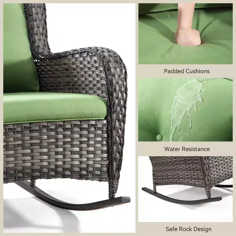 UPTIOT Patio Wicker Rocking Chair with Cushions