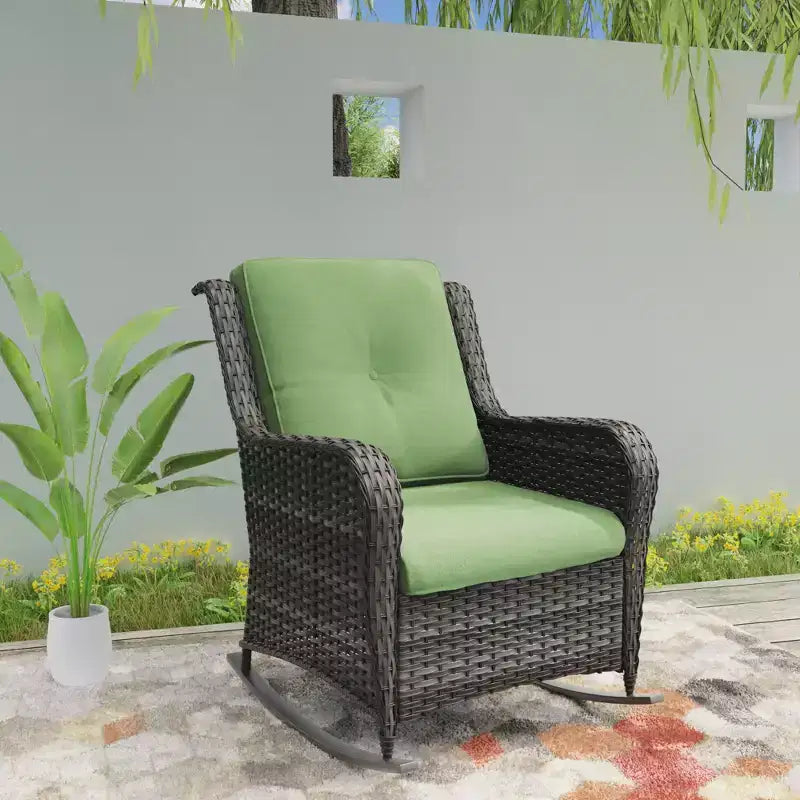 UPTIOT Patio Wicker Rocking Chair with Cushions