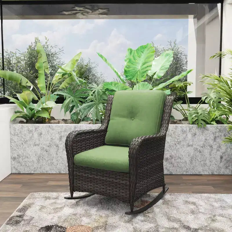UPTIOT Patio Wicker Rocking Chair with Cushions