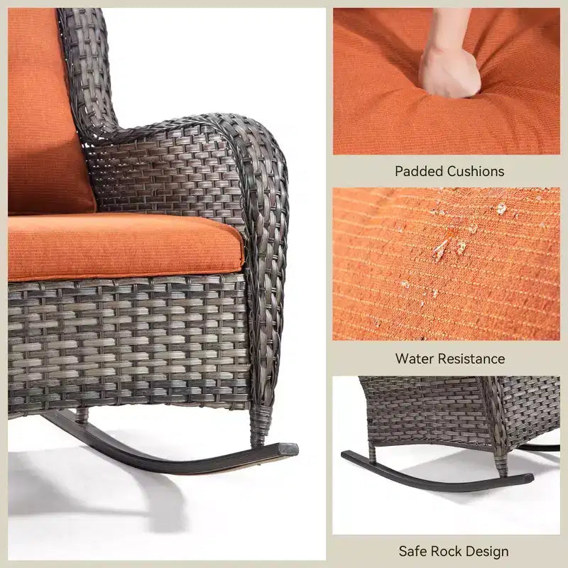 UPTIOT Patio Wicker Rocking Chair with Cushions