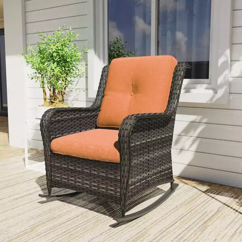 UPTIOT Patio Wicker Rocking Chair with Cushions