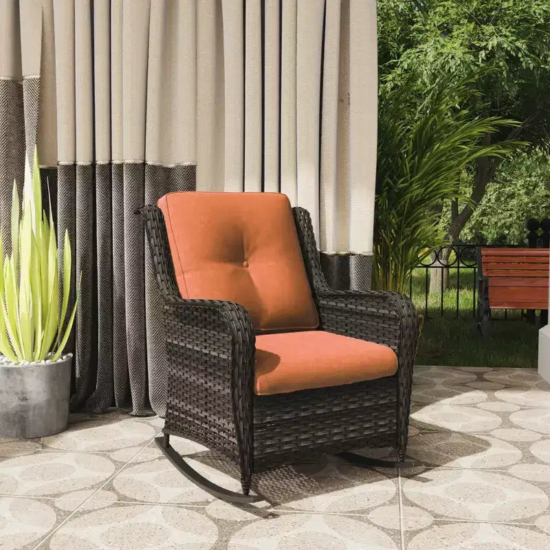 UPTIOT Patio Wicker Rocking Chair with Cushions