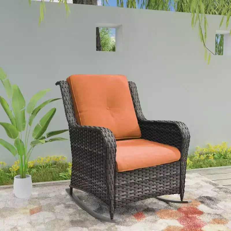 UPTIOT Patio Wicker Rocking Chair with Cushions