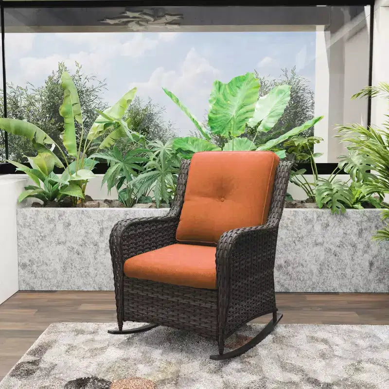 UPTIOT Patio Wicker Rocking Chair with Cushions