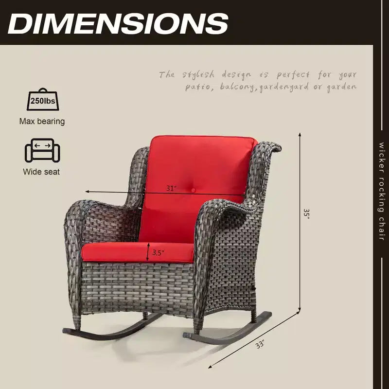 UPTIOT Patio Wicker Rocking Chair with Cushions