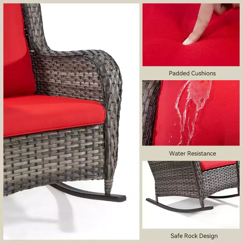 UPTIOT Patio Wicker Rocking Chair with Cushions