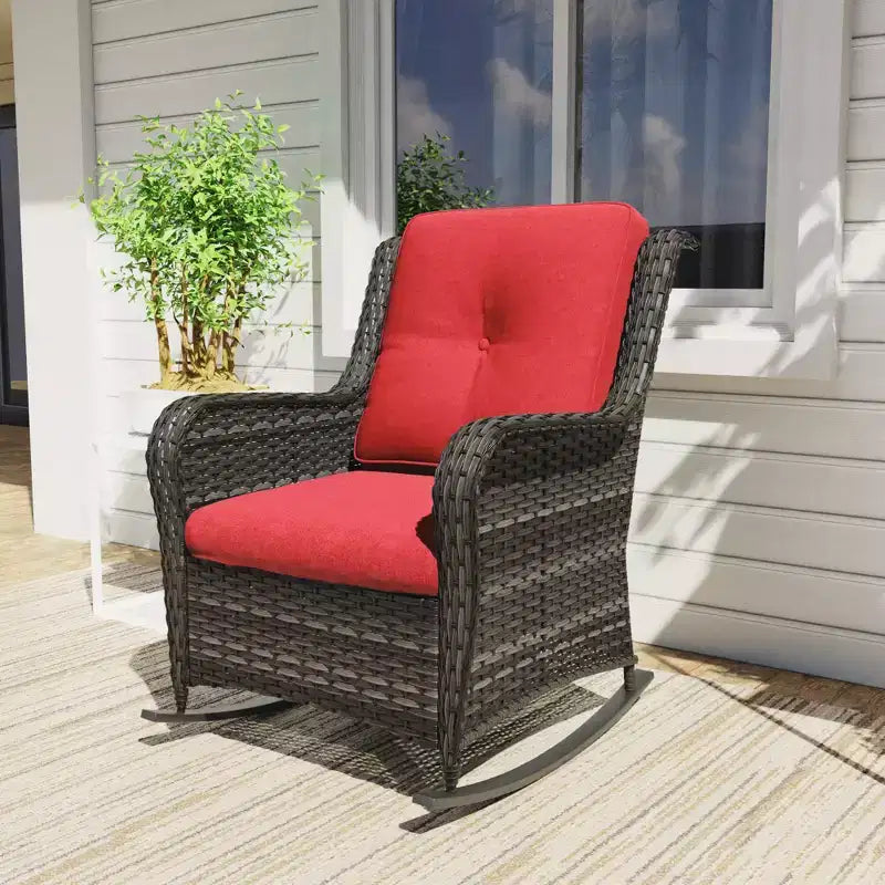 UPTIOT Patio Wicker Rocking Chair with Cushions