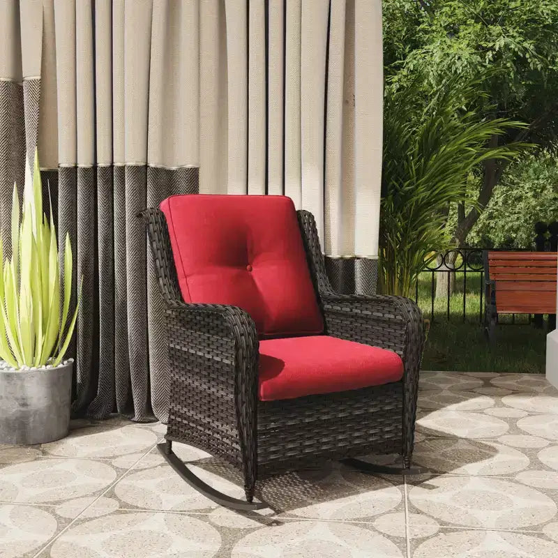 UPTIOT Patio Wicker Rocking Chair with Cushions
