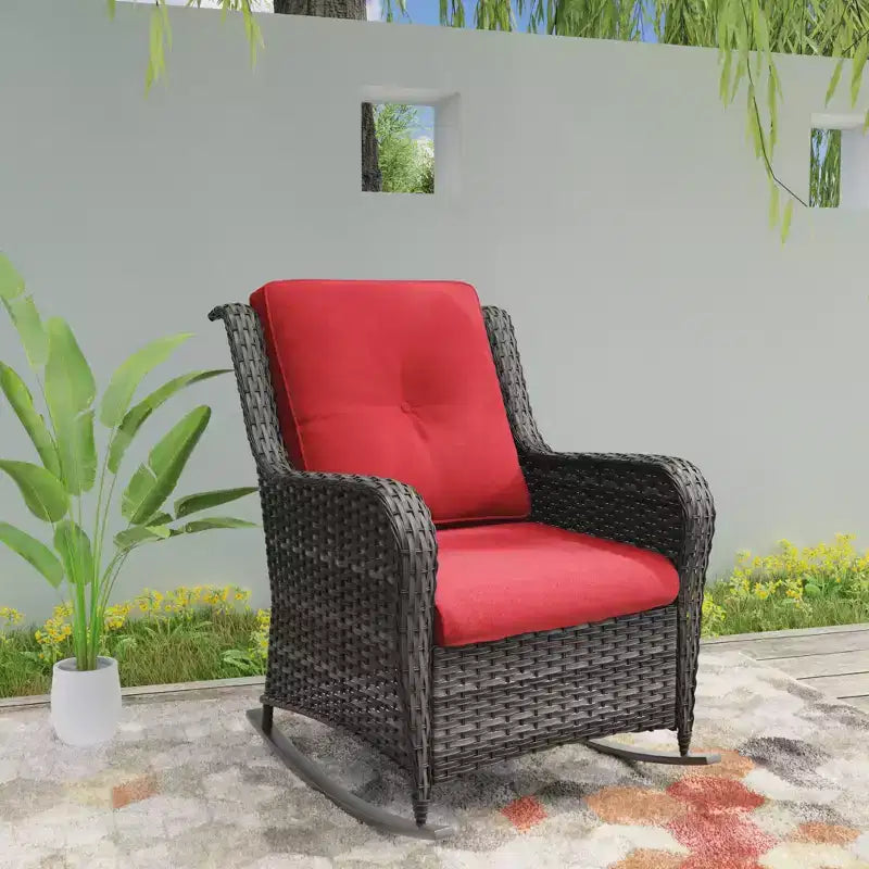 UPTIOT Patio Wicker Rocking Chair with Cushions