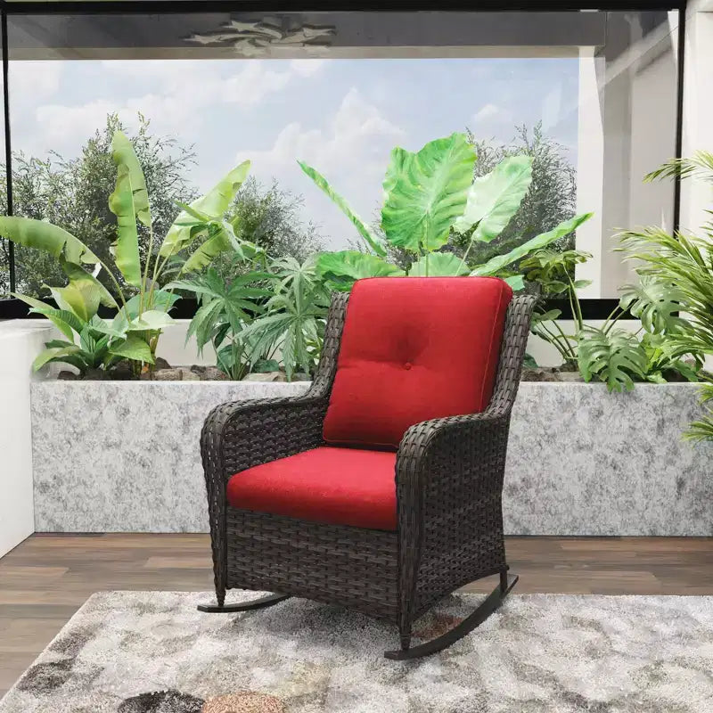 UPTIOT Patio Wicker Rocking Chair with Cushions