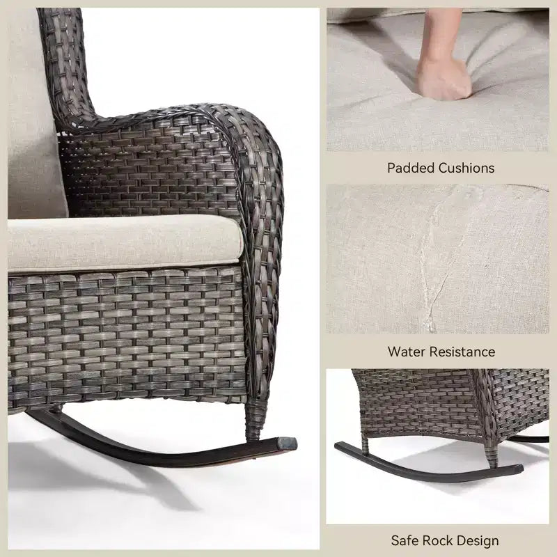 UPTIOT Patio Wicker Rocking Chair with Cushions