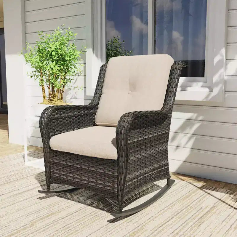 UPTIOT Patio Wicker Rocking Chair with Cushions