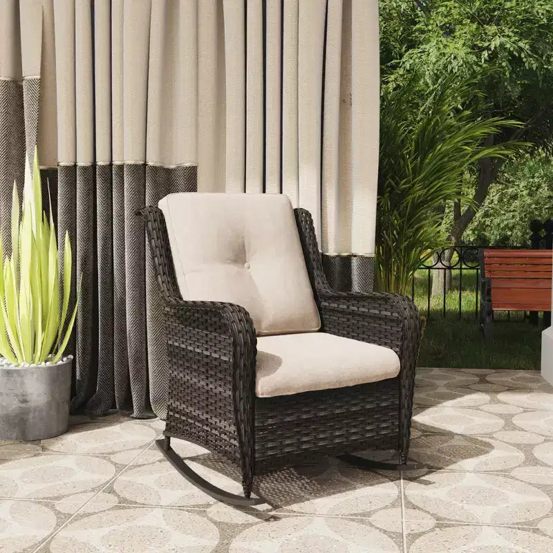 UPTIOT Patio Wicker Rocking Chair with Cushions