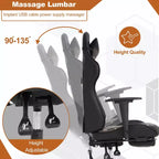 BestMassage Sedia da Gaming Racing da Ufficio con Funzione Massaggio Supporto Lombare in Pelle PU per Adulti
