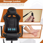 BestMassage Sedia da Gaming Racing da Ufficio con Funzione Massaggio Supporto Lombare in Pelle PU per Adulti