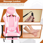 BestMassage Sedia da Gaming Racing da Ufficio con Funzione Massaggio Supporto Lombare in Pelle PU per Adulti