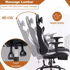 BestMassage Sedia da Gaming Racing da Ufficio con Funzione Massaggio Supporto Lombare in Pelle PU per Adulti