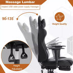 BestMassage Sedia da Gaming Racing da Ufficio con Funzione Massaggio Supporto Lombare in Pelle PU per Adulti