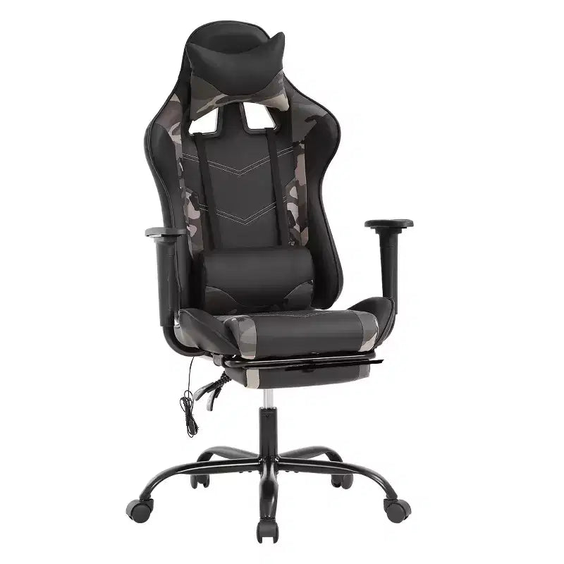 BestMassage Sedia da Gaming Racing da Ufficio con Funzione Massaggio Supporto Lombare in Pelle PU per Adulti