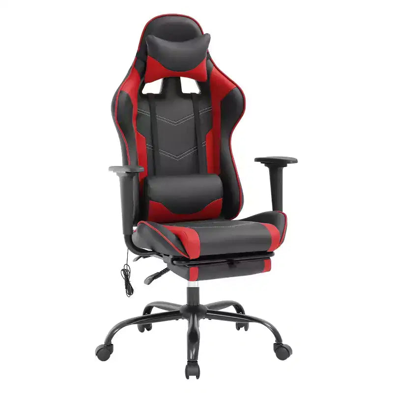 BestMassage Sedia da Gaming Racing da Ufficio con Funzione Massaggio Supporto Lombare in Pelle PU per Adulti