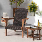 Costway Patio Adirondack Chair with Rattan Padded Seat Wide Armrests & Hidden Cupholder Black/Brown/Gray/White
