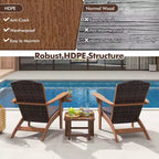 Costway Patio Adirondack Chair with Rattan Padded Seat Wide Armrests & Hidden Cupholder Black/Brown/Gray/White