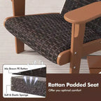 Costway Patio Adirondack Chair with Rattan Padded Seat Wide Armrests & Hidden Cupholder Black/Brown/Gray/White