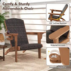 Costway Patio Adirondack Chair with Rattan Padded Seat Wide Armrests & Hidden Cupholder Black/Brown/Gray/White