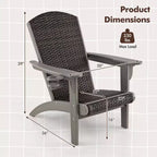 Costway Patio Adirondack Chair with Rattan Padded Seat Wide Armrests & Hidden Cupholder Black/Brown/Gray/White
