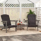 Costway Patio Adirondack Chair with Rattan Padded Seat Wide Armrests & Hidden Cupholder Black/Brown/Gray/White