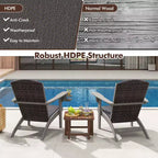 Costway Patio Adirondack Chair with Rattan Padded Seat Wide Armrests & Hidden Cupholder Black/Brown/Gray/White
