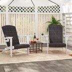 Costway Patio Adirondack Chair with Rattan Padded Seat Wide Armrests & Hidden Cupholder Black/Brown/Gray/White