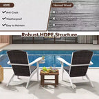 Costway Patio Adirondack Chair with Rattan Padded Seat Wide Armrests & Hidden Cupholder Black/Brown/Gray/White