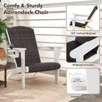 Costway Patio Adirondack Chair with Rattan Padded Seat Wide Armrests & Hidden Cupholder Black/Brown/Gray/White