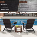 Costway Patio Adirondack Chair with Rattan Padded Seat Wide Armrests & Hidden Cupholder Black/Brown/Gray/White
