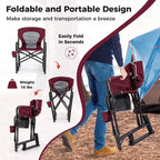 Sedia a Dondolo da Campeggio per Adulti Costway con Doppie Molle, Schienale Imbottito, Nero/Rosso