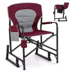Sedia a Dondolo da Campeggio per Adulti Costway con Doppie Molle, Schienale Imbottito, Nero/Rosso