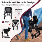 Sedia a Dondolo da Campeggio per Adulti Costway con Doppie Molle, Schienale Imbottito, Nero/Rosso
