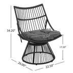 GDFStudio Apulia Bohemian Outdoor Wicker Club Chair with Cushions