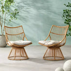 GDFStudio Apulia Bohemian Outdoor Wicker Club Chair with Cushions