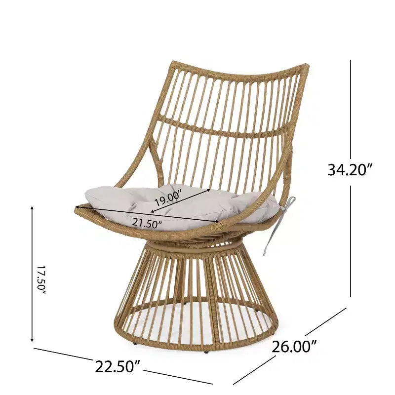 GDFStudio Apulia Bohemian Outdoor Wicker Club Chair with Cushions