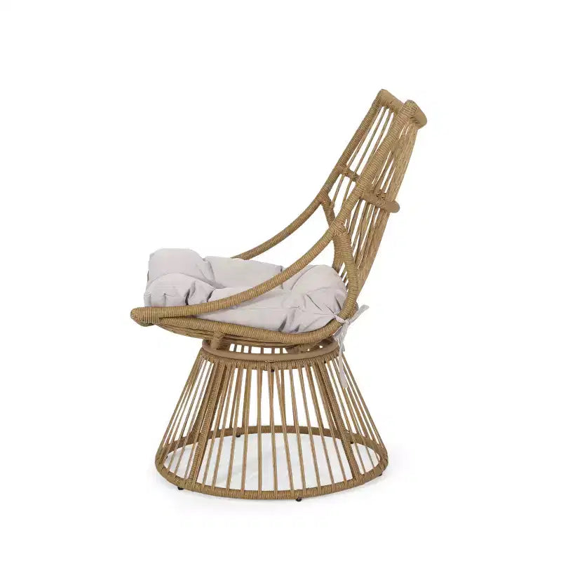 GDFStudio Apulia Bohemian Outdoor Wicker Club Chair with Cushions