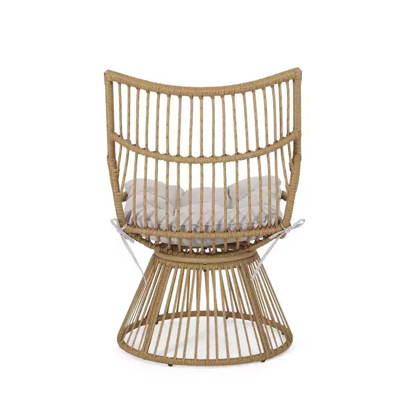 GDFStudio Apulia Bohemian Outdoor Wicker Club Chair with Cushions