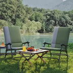 Set di 2 sedie a dondolo da esterno Outsunny, set di sedie a dondolo pieghevoli con capacità di 180 kg, seduta ampia, schienale alto imbottito per patio, portico