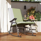Set di 2 sedie a dondolo da esterno Outsunny, set di sedie a dondolo pieghevoli con capacità di 180 kg, seduta ampia, schienale alto imbottito per patio, portico