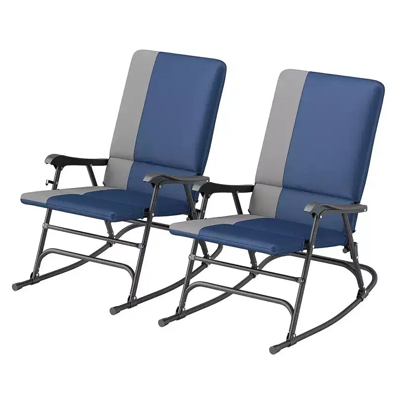 Set di 2 sedie a dondolo da esterno Outsunny, set di sedie a dondolo pieghevoli con capacità di 180 kg, seduta ampia, schienale alto imbottito per patio, portico