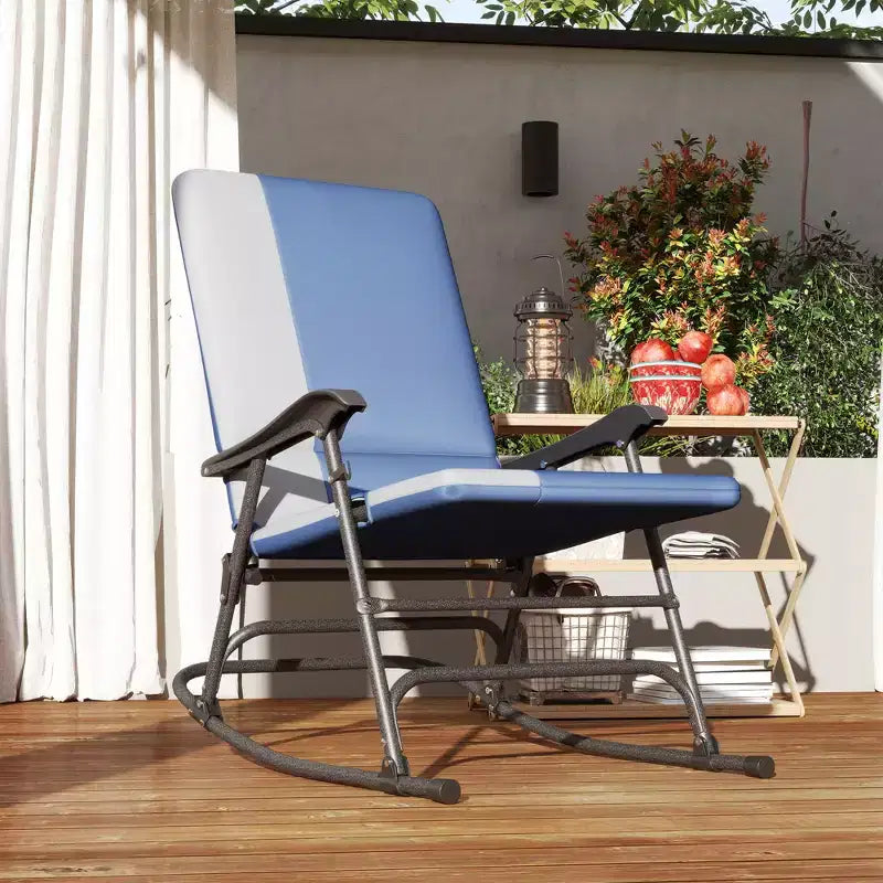 Set di 2 sedie a dondolo da esterno Outsunny, set di sedie a dondolo pieghevoli con capacità di 180 kg, seduta ampia, schienale alto imbottito per patio, portico
