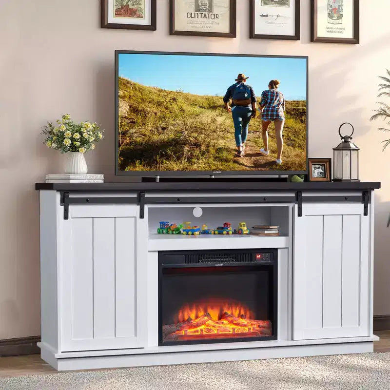 EROMMY 63 Tv Stand For Tvs Up To 80 With Open Storage Shelves And Cabinets